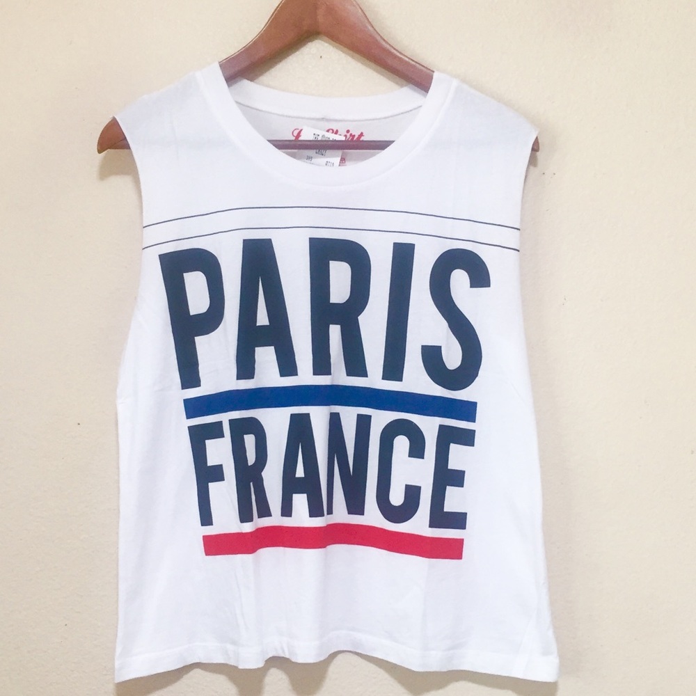 ONE LEFT Urban Outfitters Paris Le Shirt Crop Tank - Picture 2 of 6